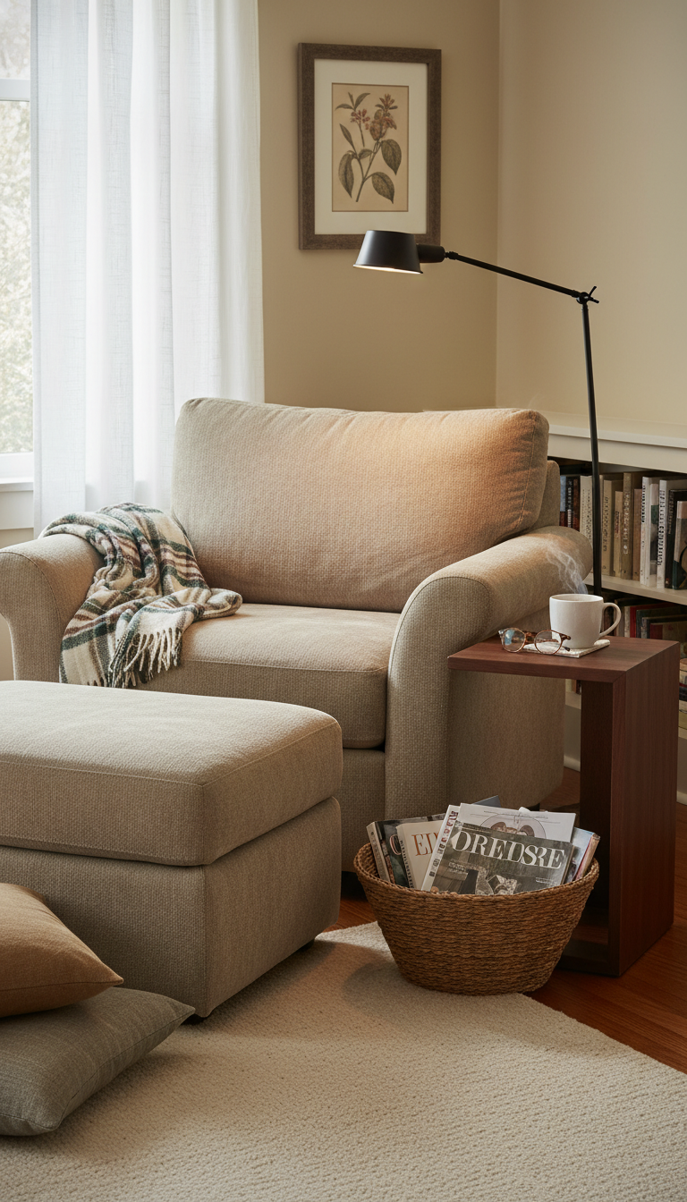 9. The Comfy Armchair & Ottoman Combo