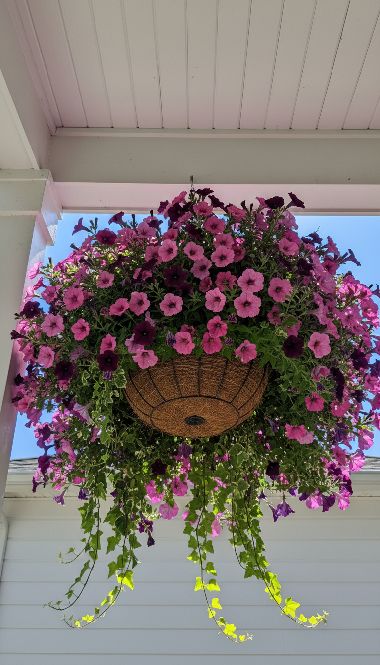 11. Look Up with Hanging Flower Baskets