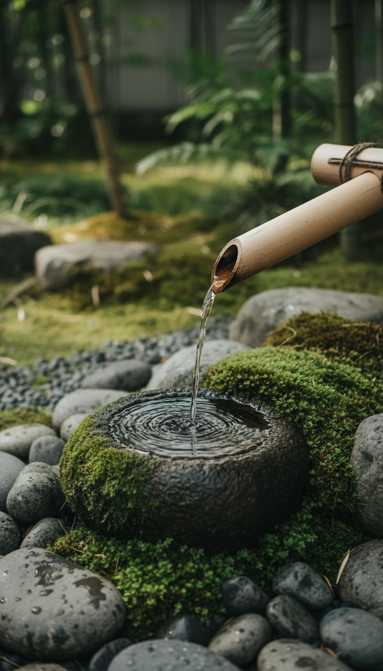 8. The Meditative Japanese Bamboo Fountain (Shishi-Odoshi)