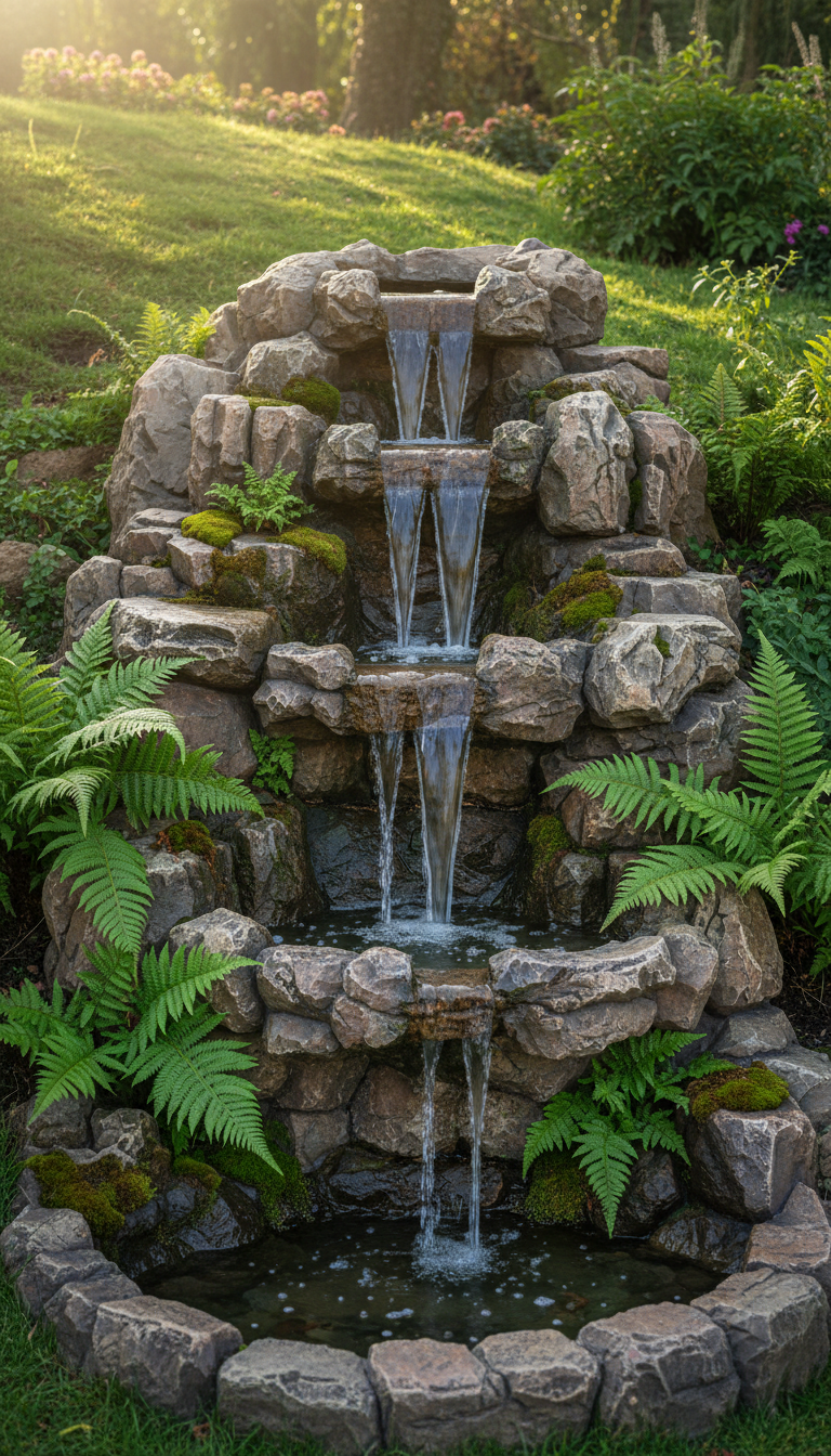4. The Natural Rock Cascade for a Rustic Feel