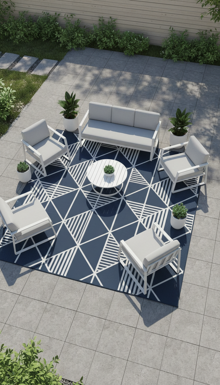 3. Anchor the Space with an Outdoor Rug
