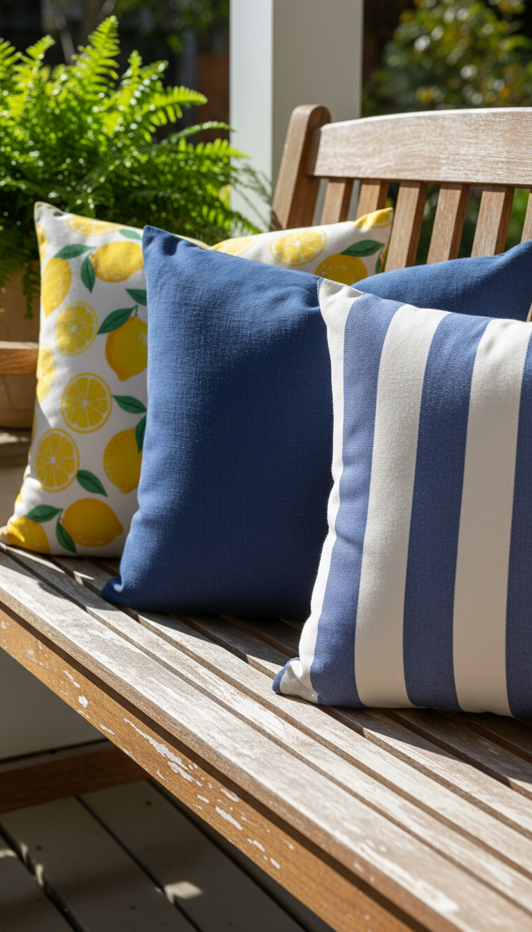 10. Add Comfort with Colorful Outdoor Pillows