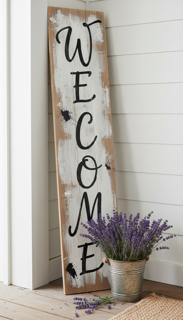 8. Personalize with a Decorative Porch Sign
