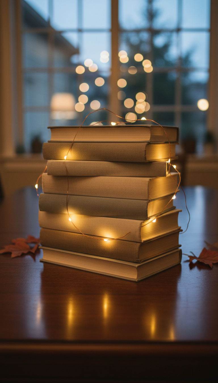 6. The Towering Stack with Fairy Lights