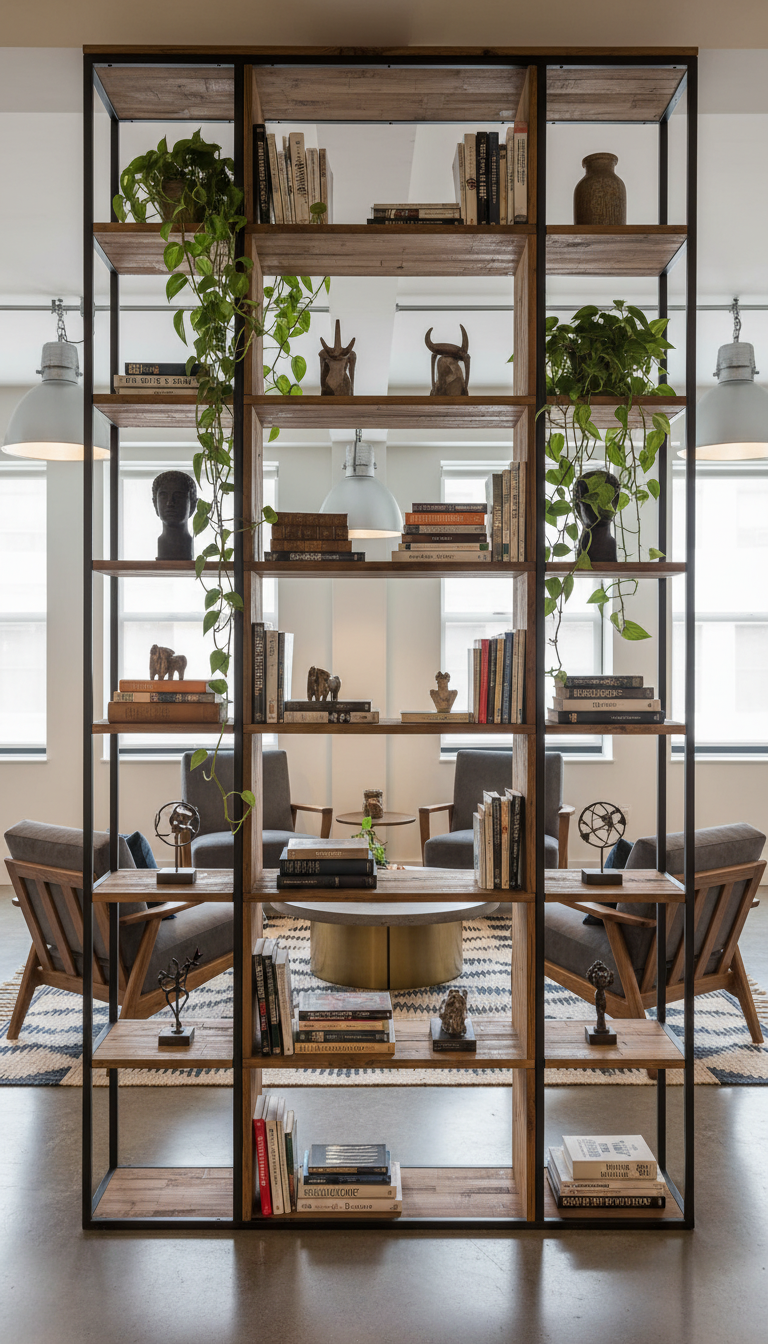 8. Multifunctional Bookshelves as Room Dividers