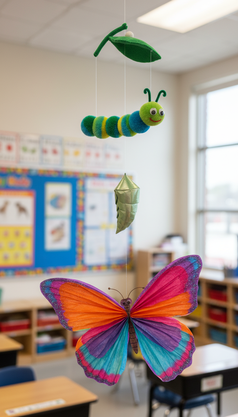 12. Caterpillar to Butterfly Life Cycle Mobile