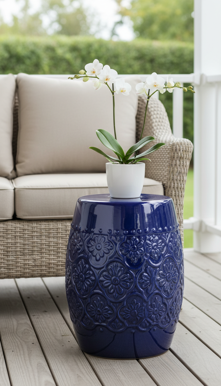 12. Use a Versatile Ceramic Garden Stool