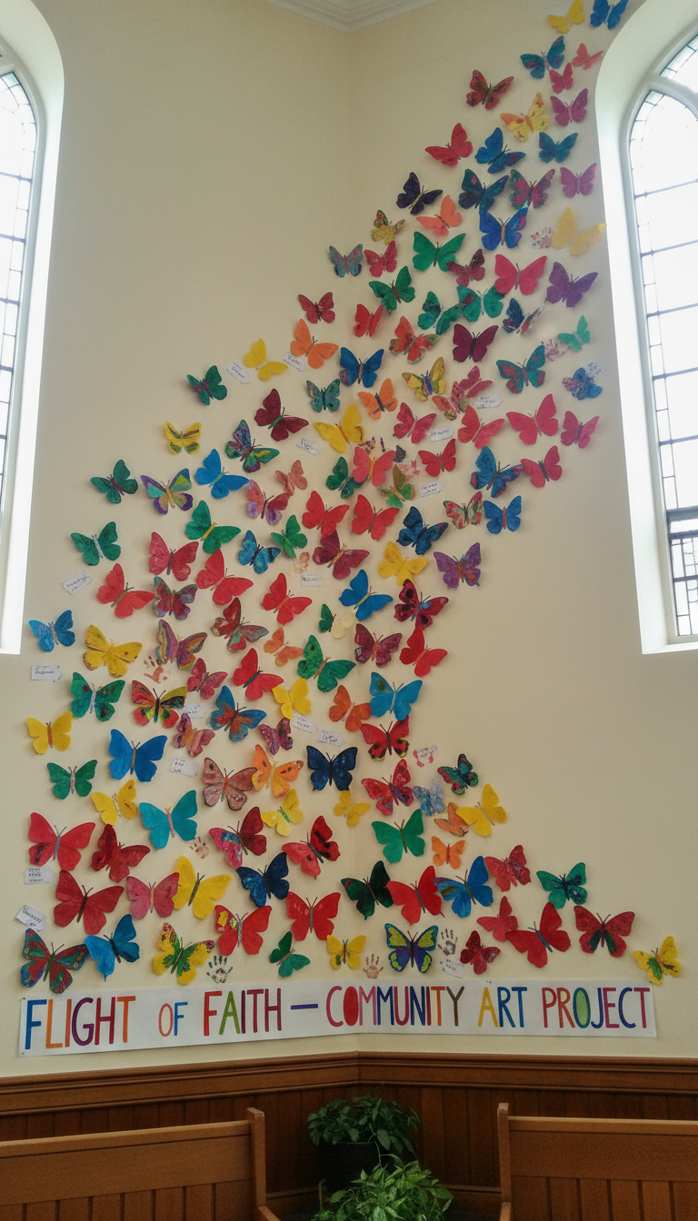 10. A Children's Art Butterfly Display