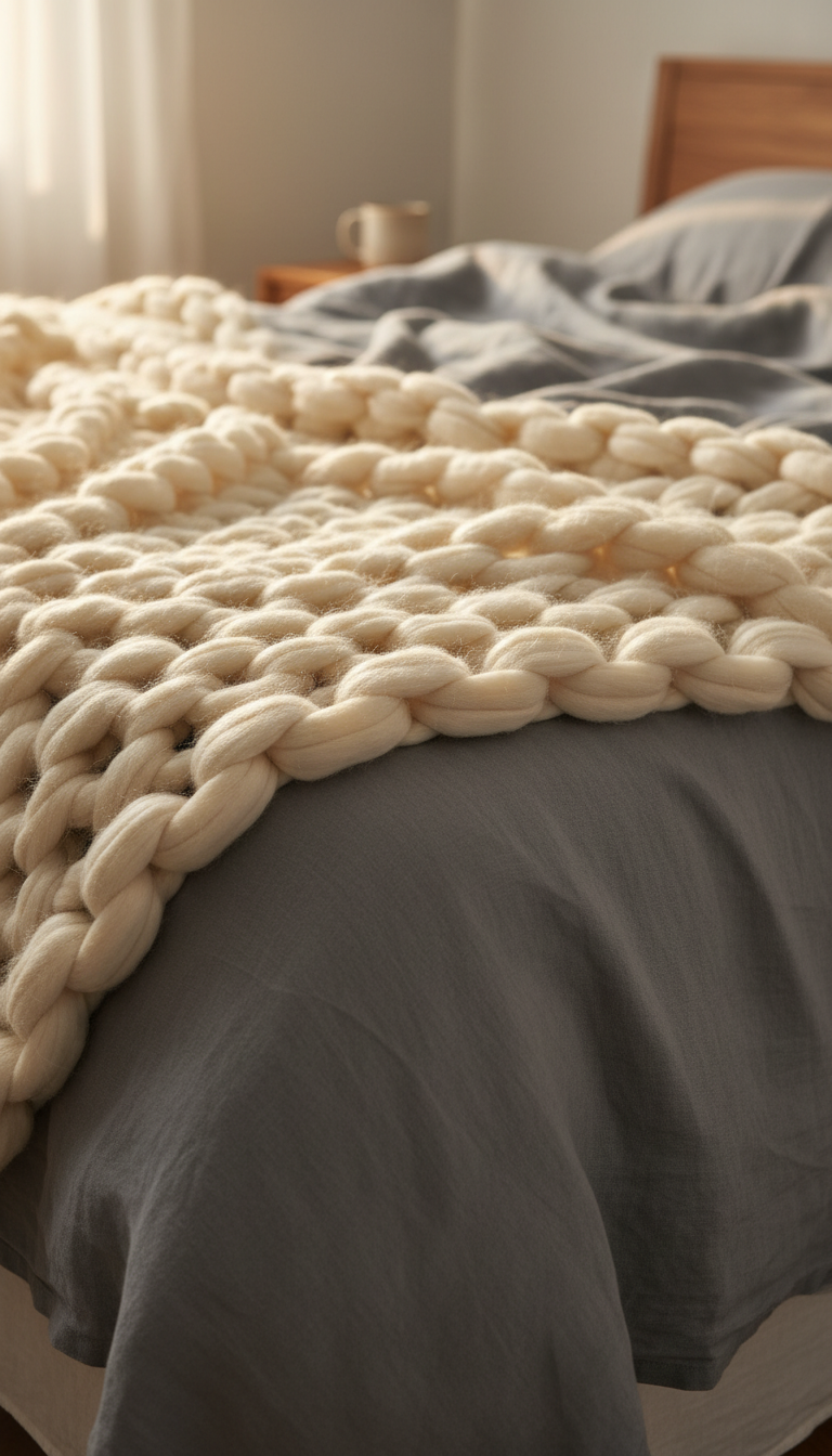 2. Layer with a Chunky Knit Blanket