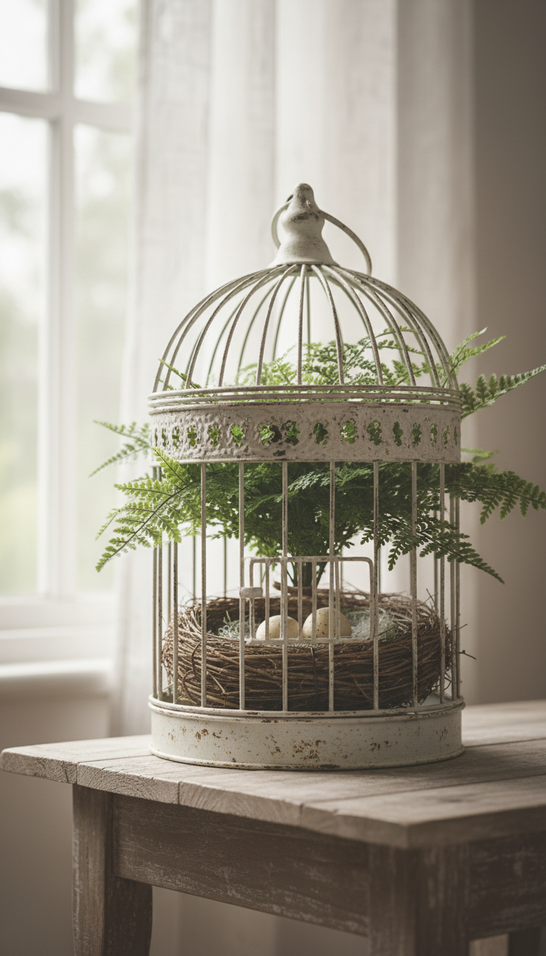 5. Create a Whimsical Birdcage Planter