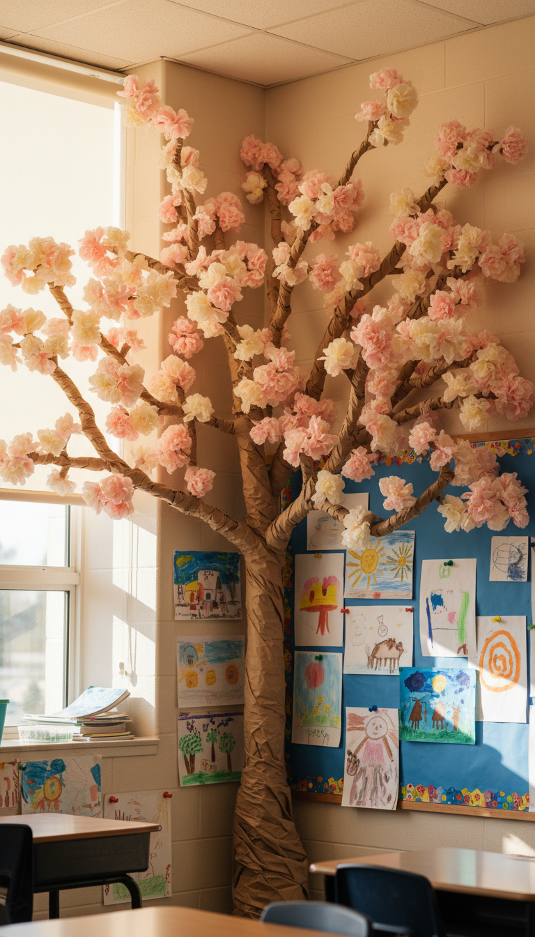 5. DIY Tissue Paper Blossom Tree Corner
