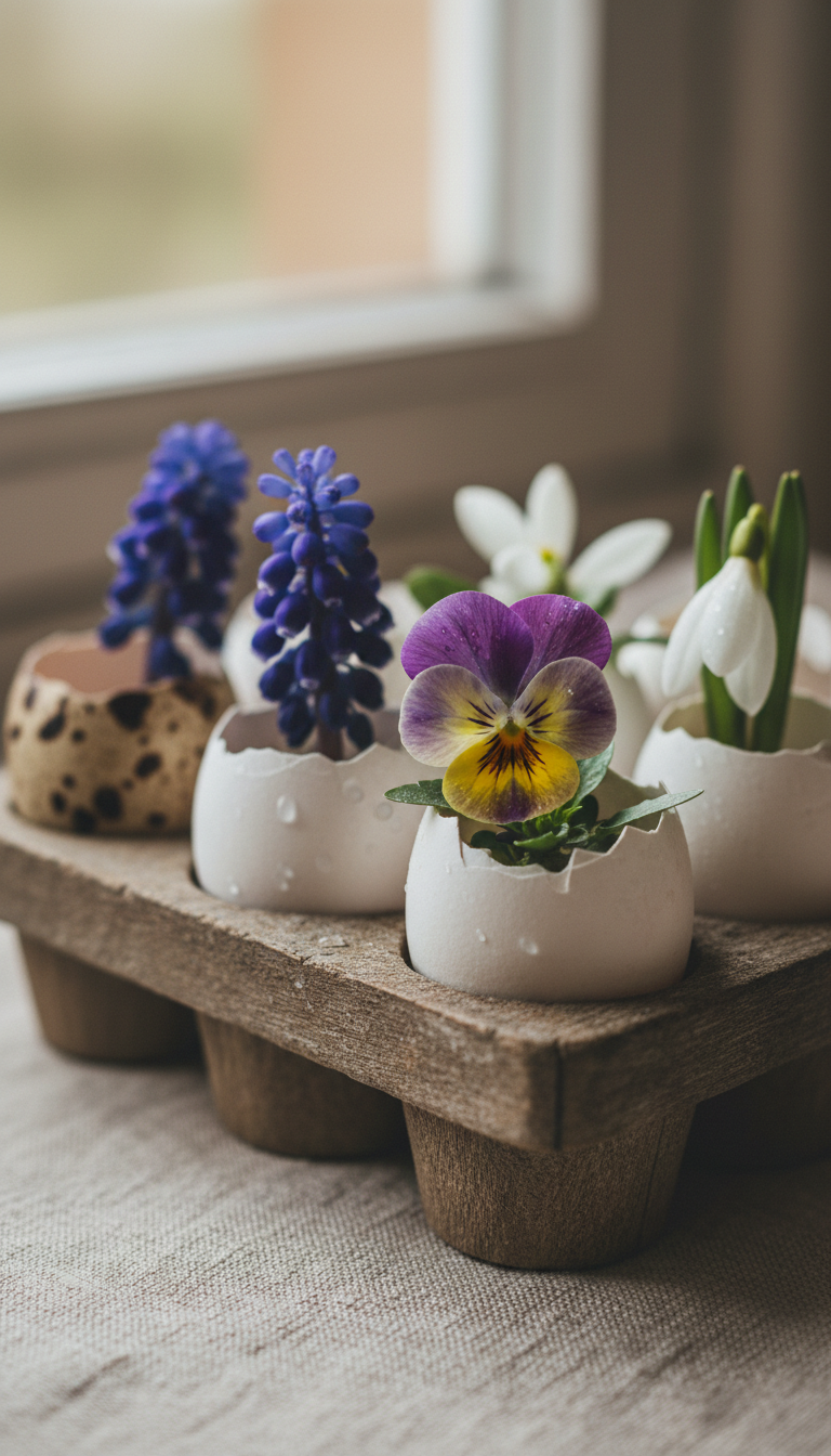 2. Rustic & Adorable Eggshell Planters