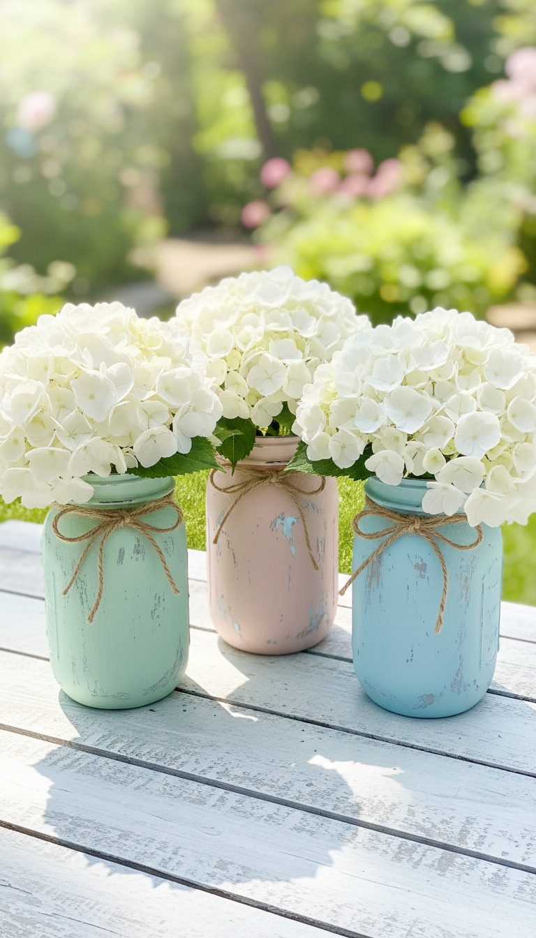 4. Charming DIY Painted Mason Jars