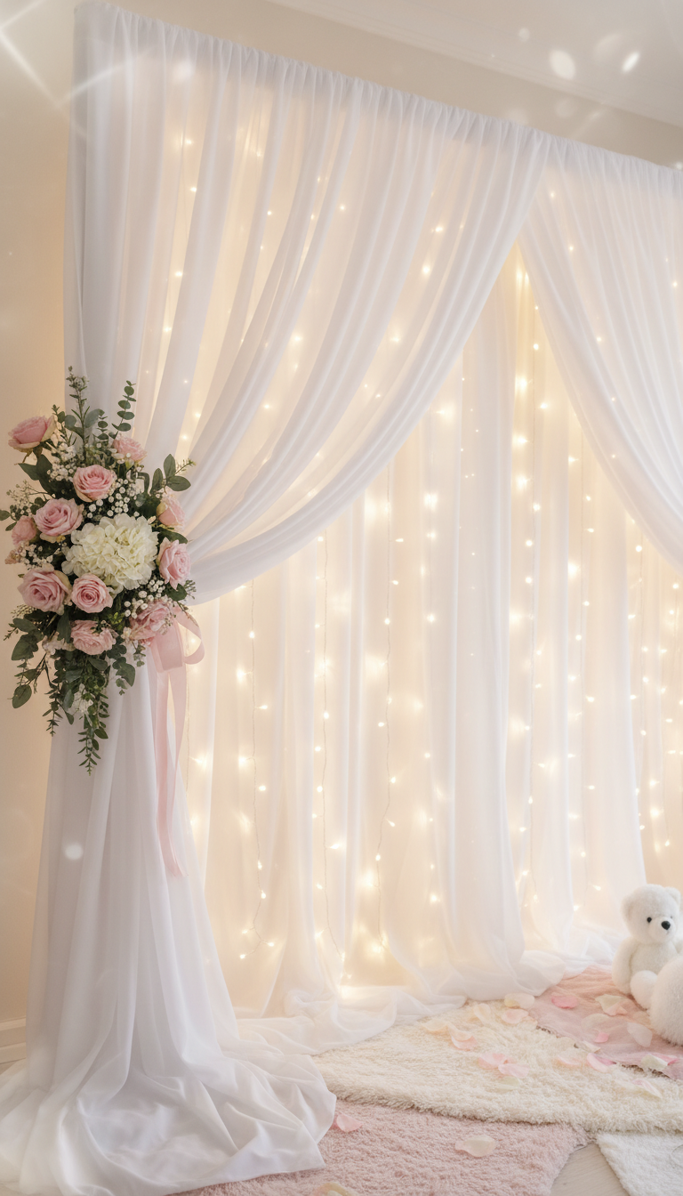 7. Romantic Draping with Fairy Lights