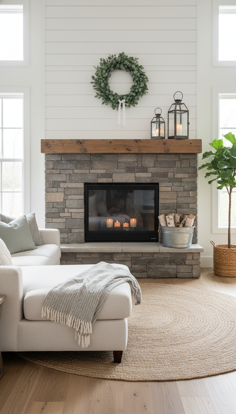 4. Farmhouse Cozy with Shiplap & Rustic Charm