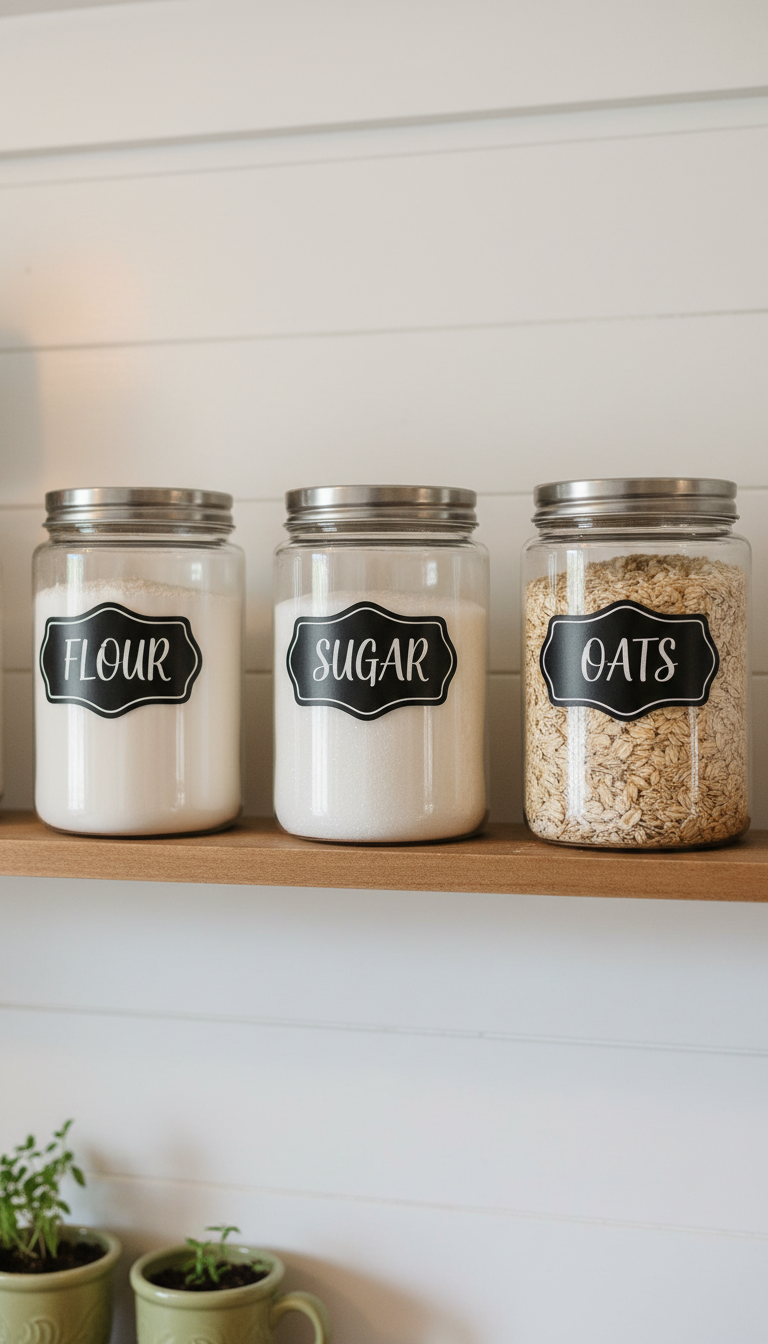 8. Farmhouse-Style Pantry Labels
