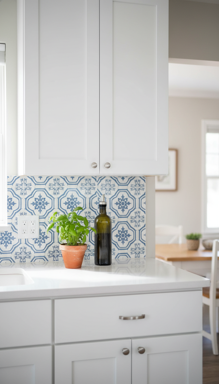 1. The Faux Tiled Backsplash