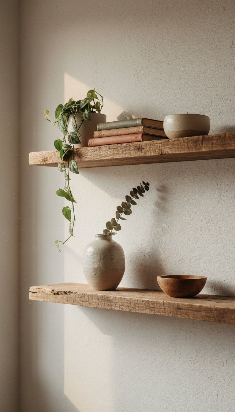 8. Style with Floating Wood Shelves