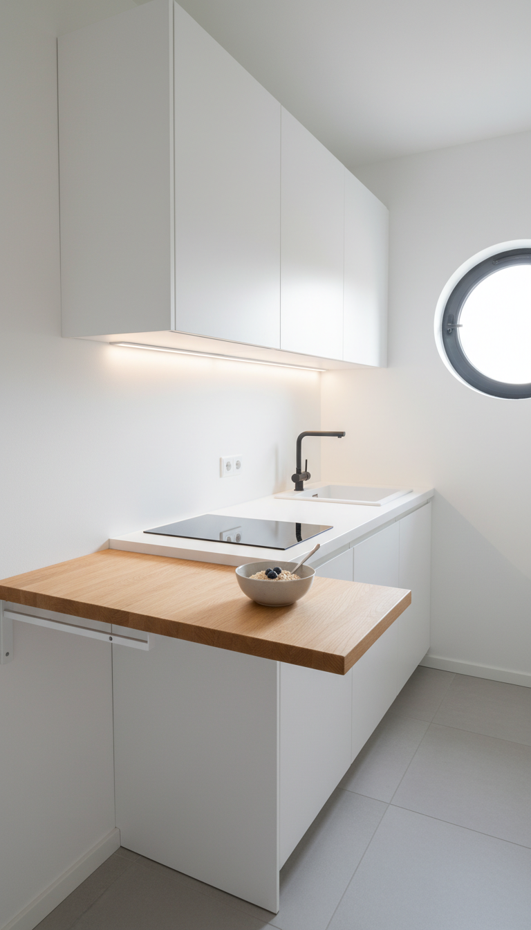 10. The Ultimate Fold-Down Wall-Mounted Island