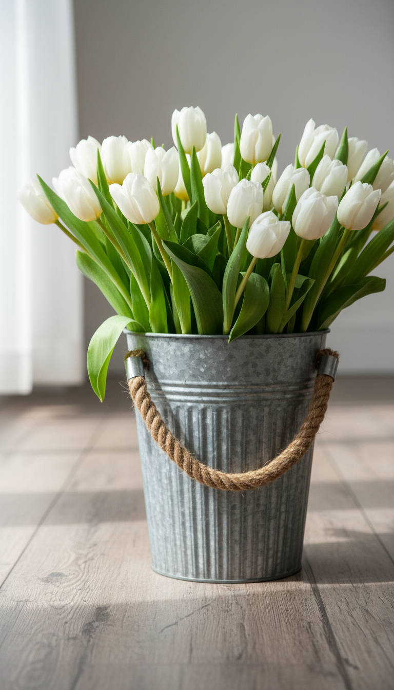 12. Galvanized Metal Buckets for Storage & Style