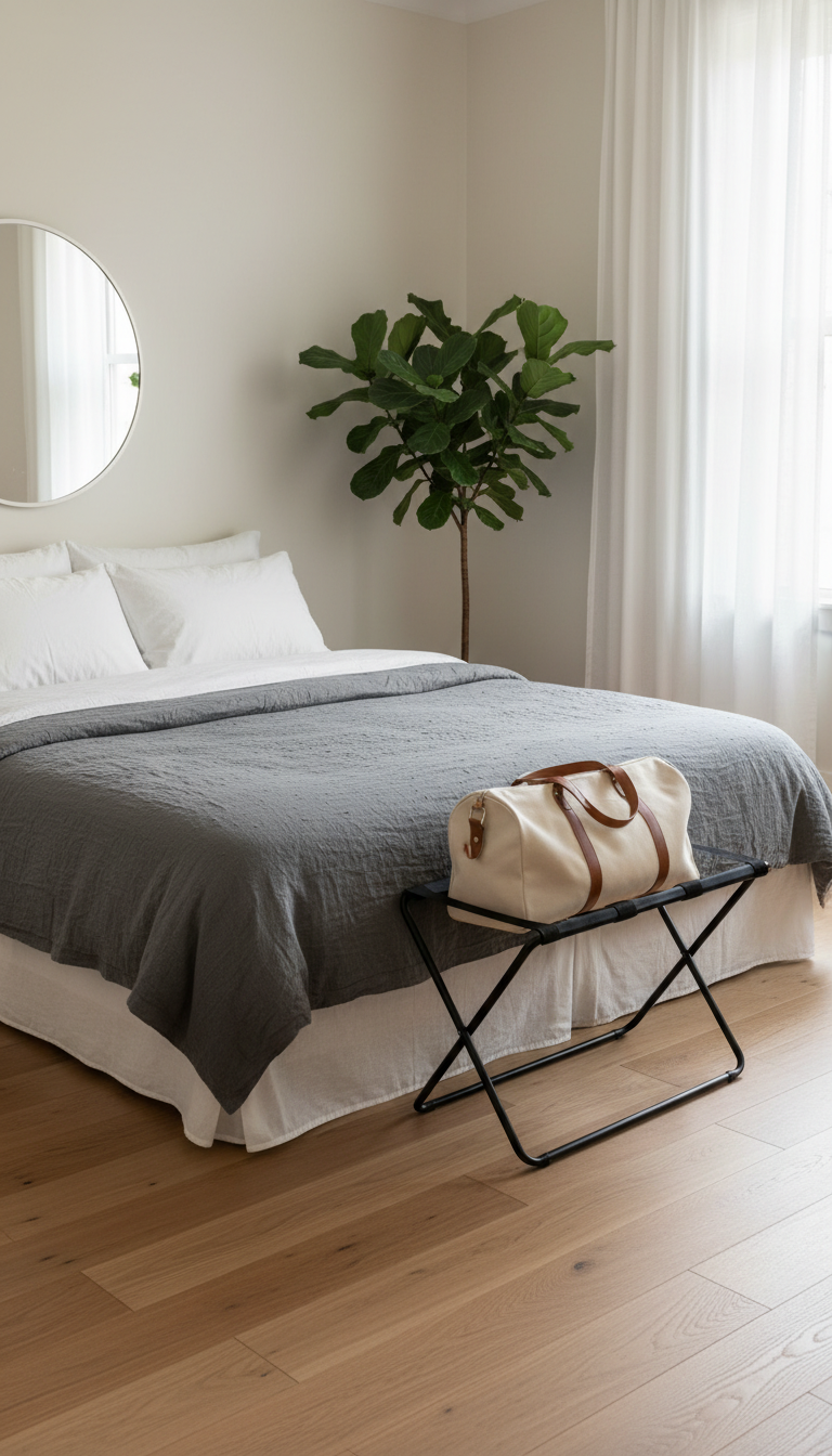 3. Add a Chic and Functional Luggage Rack