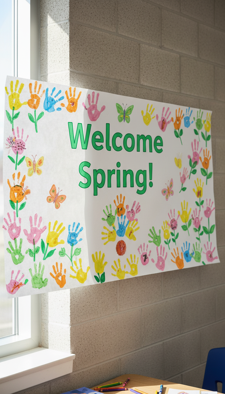 13. 'Welcome Spring!' Handprint Banner