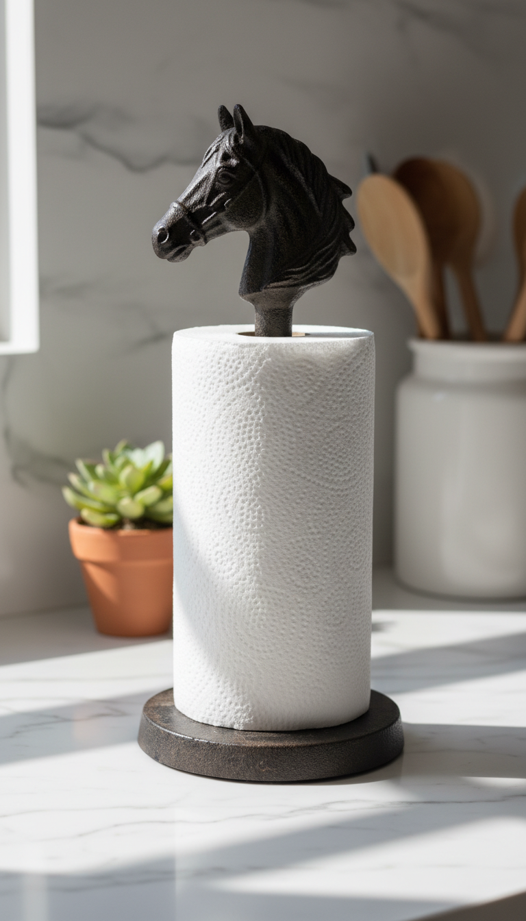 1. The Rustic Cast Iron Paper Towel Holder