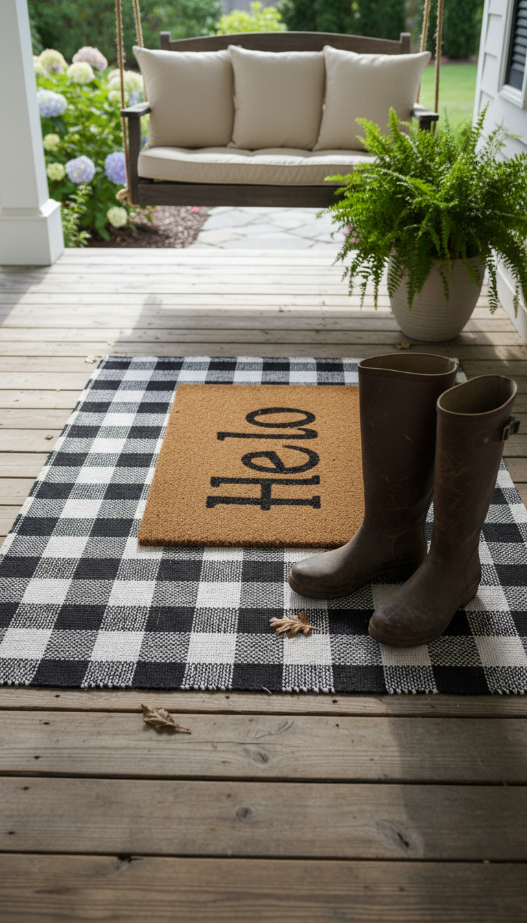 7. Layered Doormats for a Charming Entry