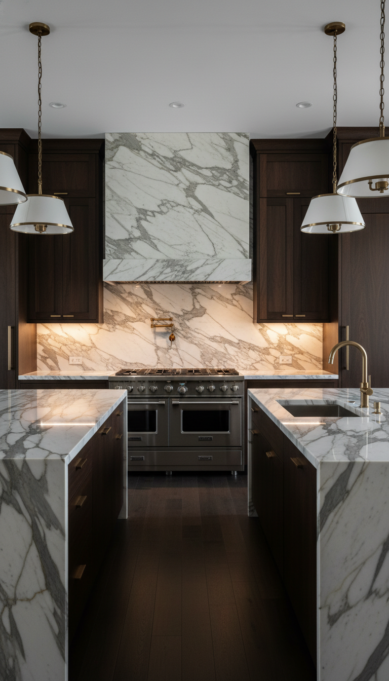 10. The Integrated Marble Slab Hood: Ultimate Luxury