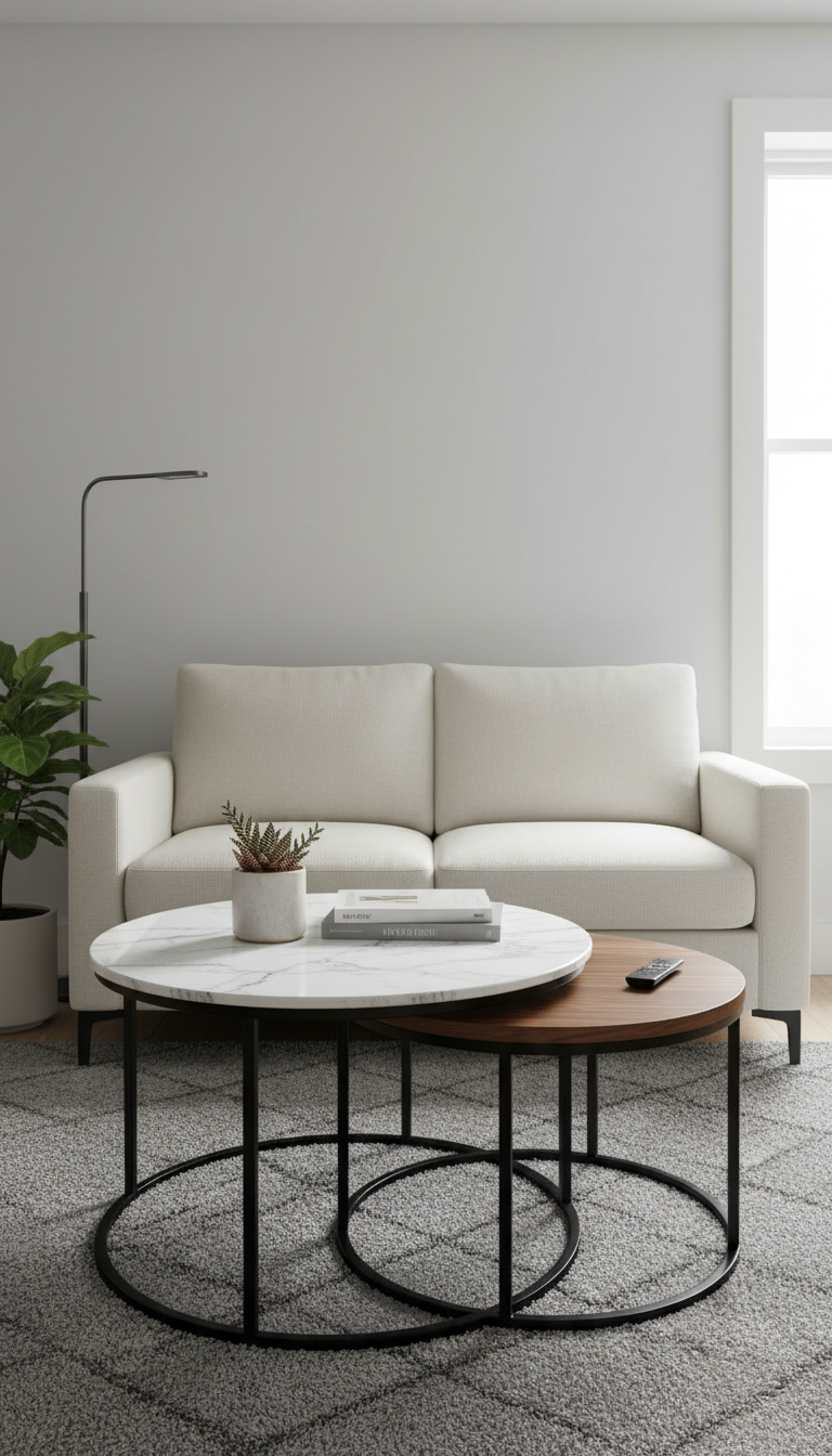12. Use Nesting Tables Instead of a Bulky Coffee Table