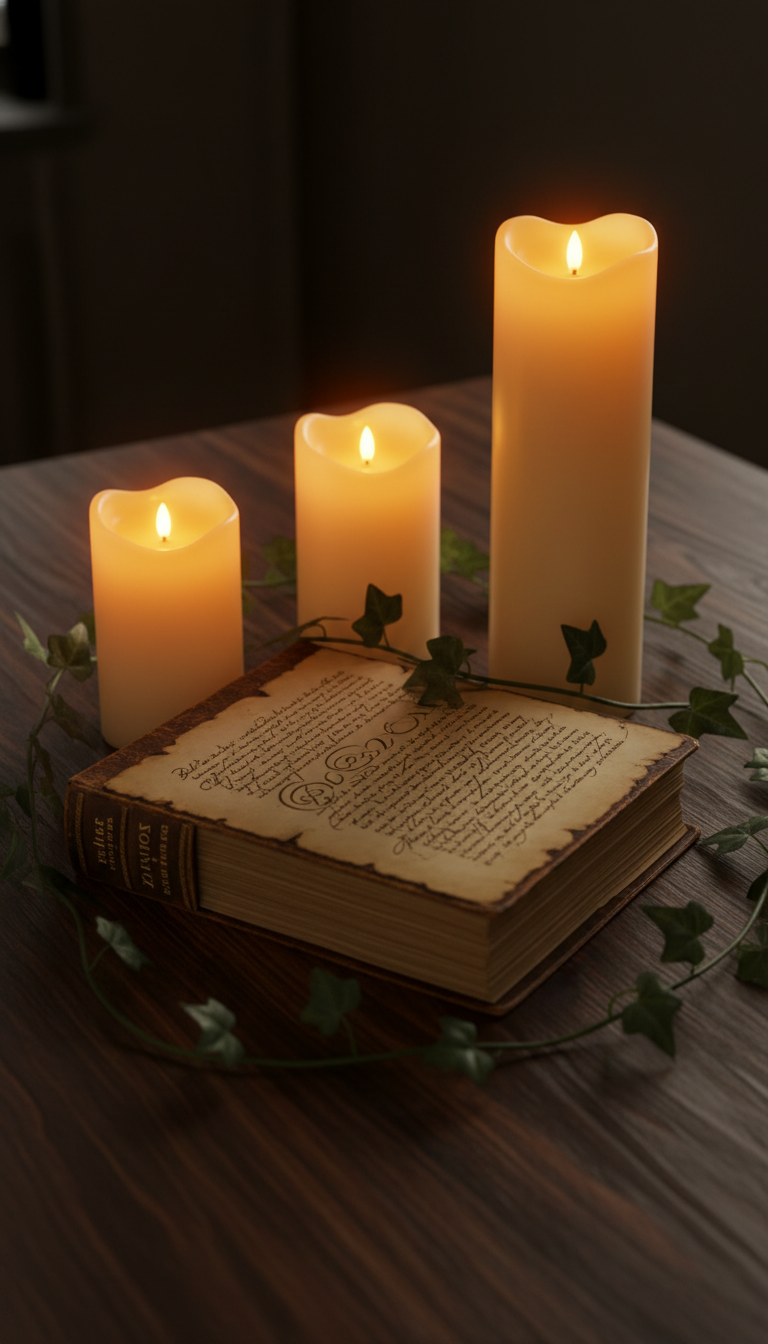 2. The Open Book & Candlelight Glow