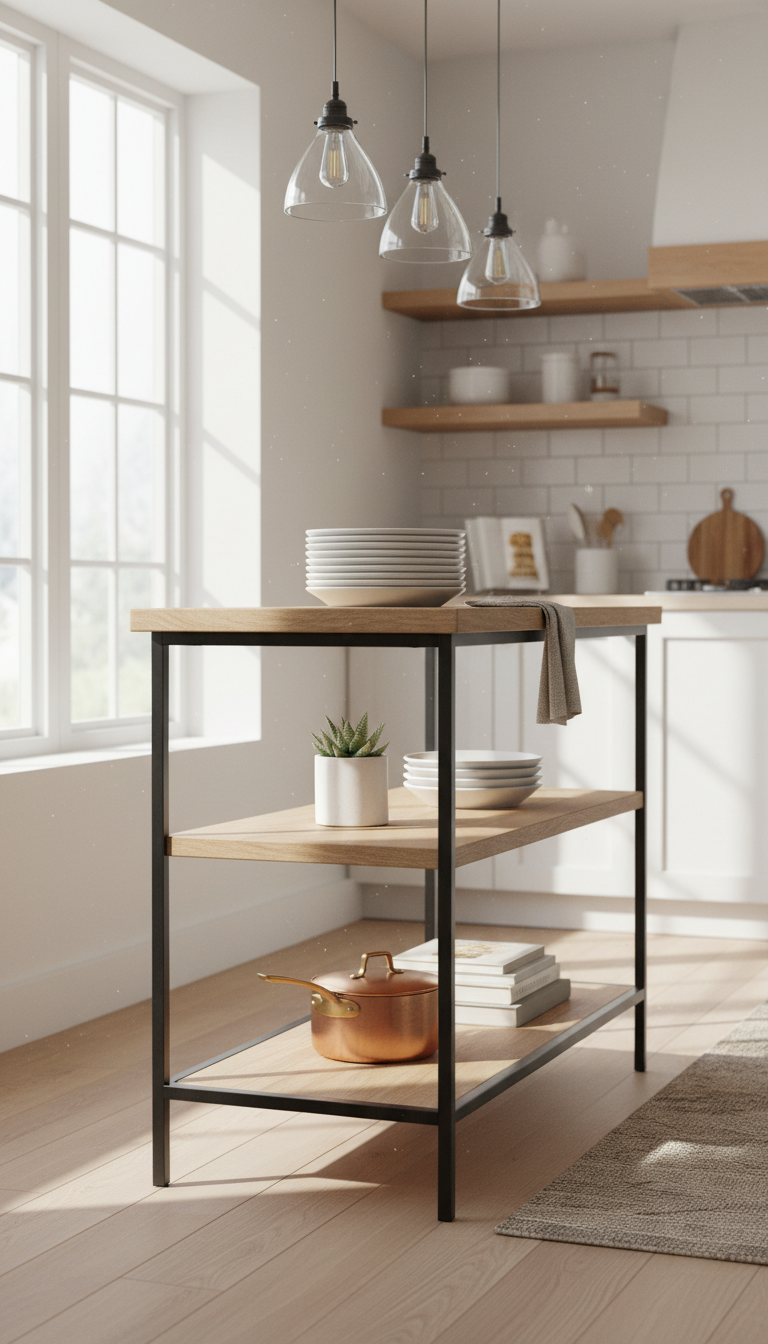 7. The Airy & Open-Shelving Island