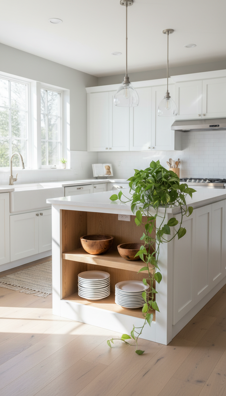 9. The Airy Open Shelving Island