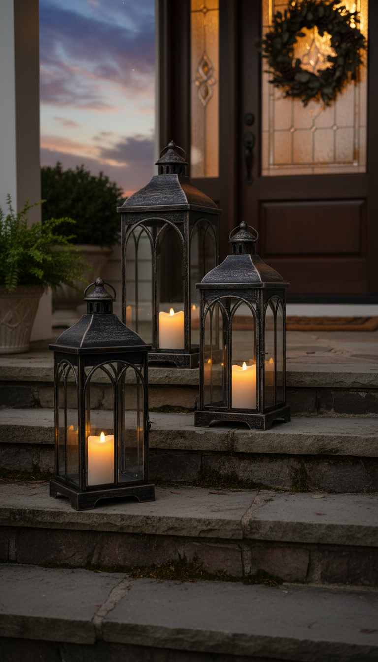 8. Group Lanterns with Flameless Candles