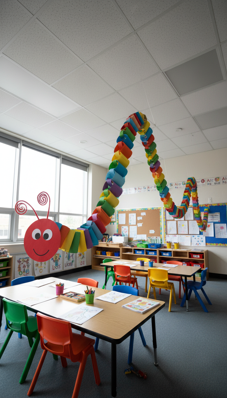 3. Rainbow Paper Chain Caterpillars