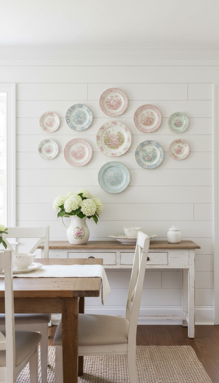 6. Display Pastel Transferware Dishes