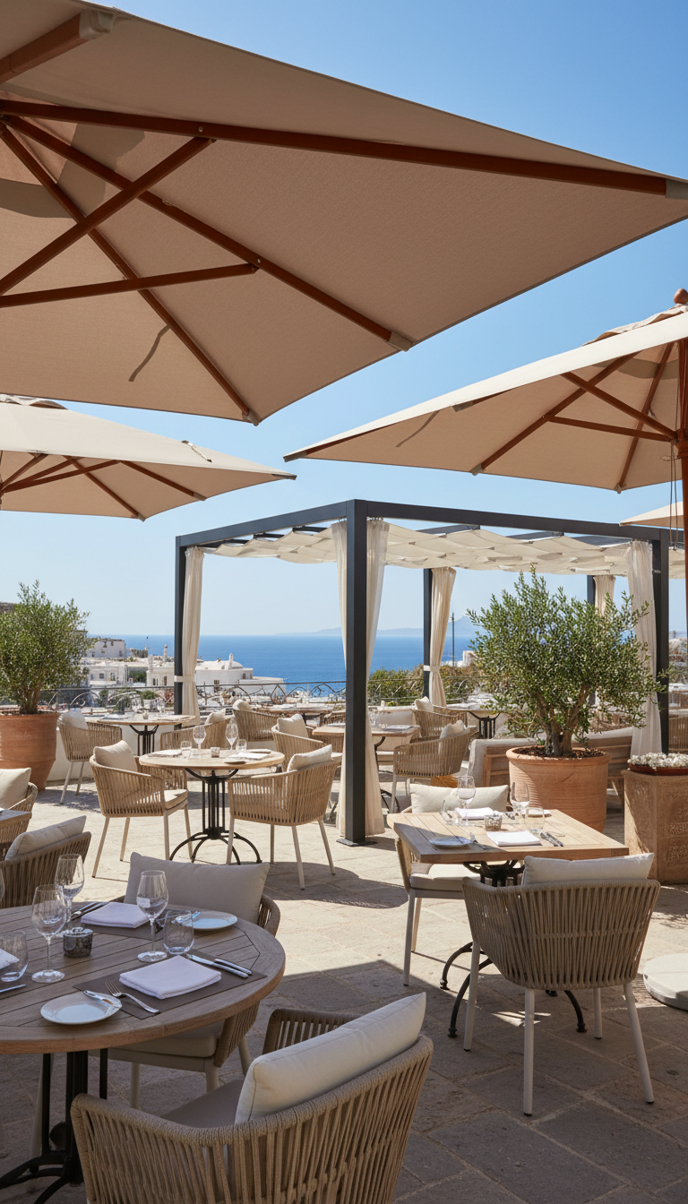 5. Offer Flexible Shade with Pergolas and Umbrellas