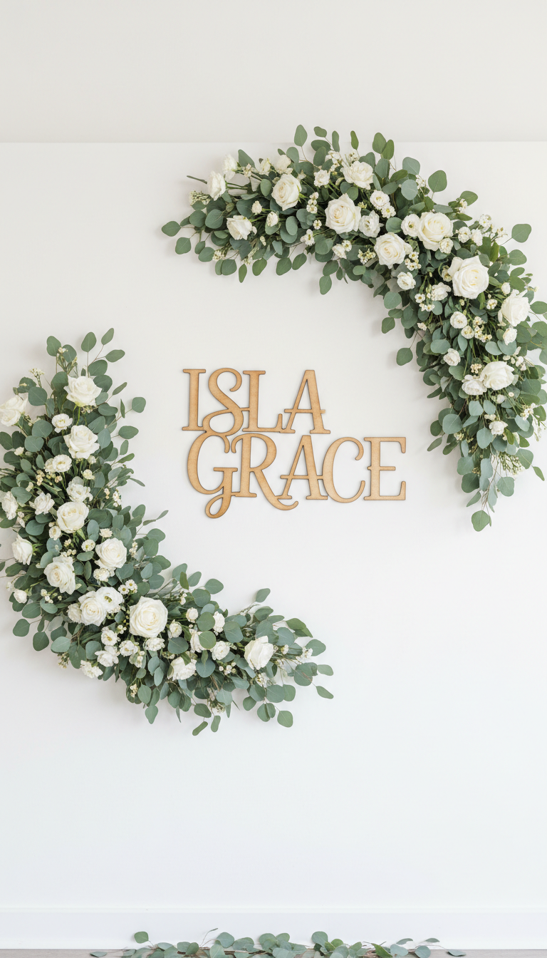 10. Personalized Sign with Floral Wreaths