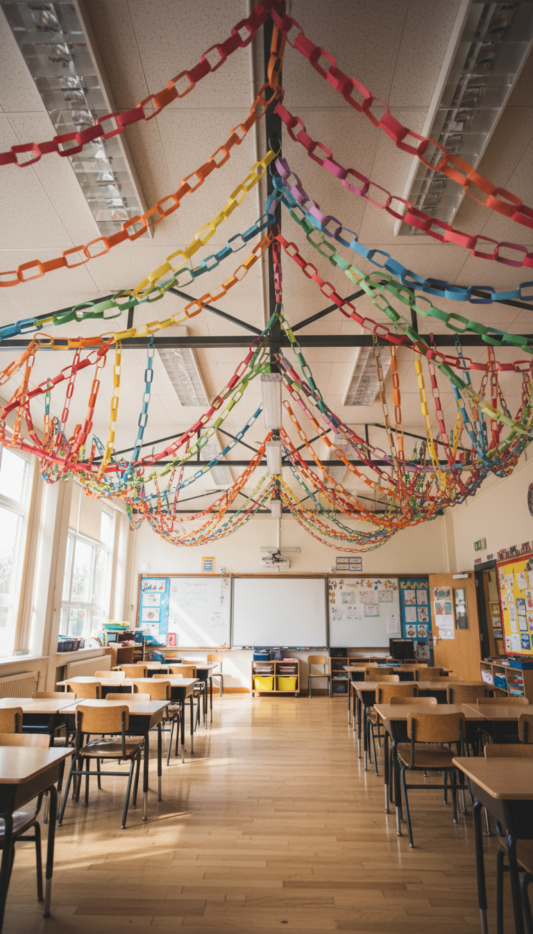 8. A Sky of Rainbow Paper Chains