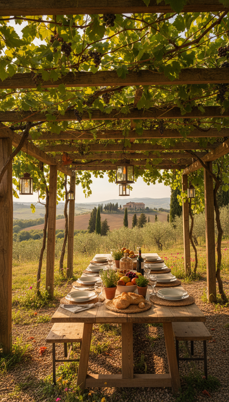6. The Rustic Pergola with a Vine Canopy