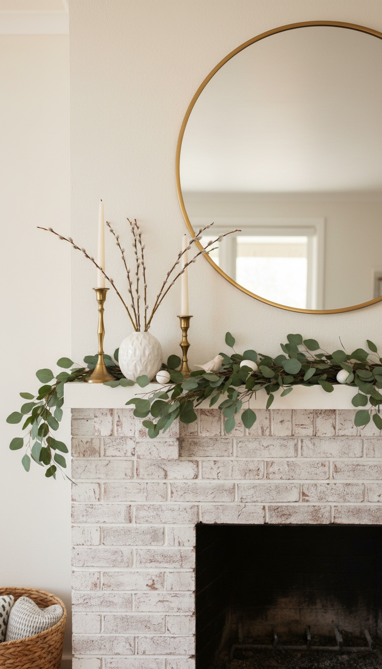 11. Create a Rustic Spring Decor Mantel