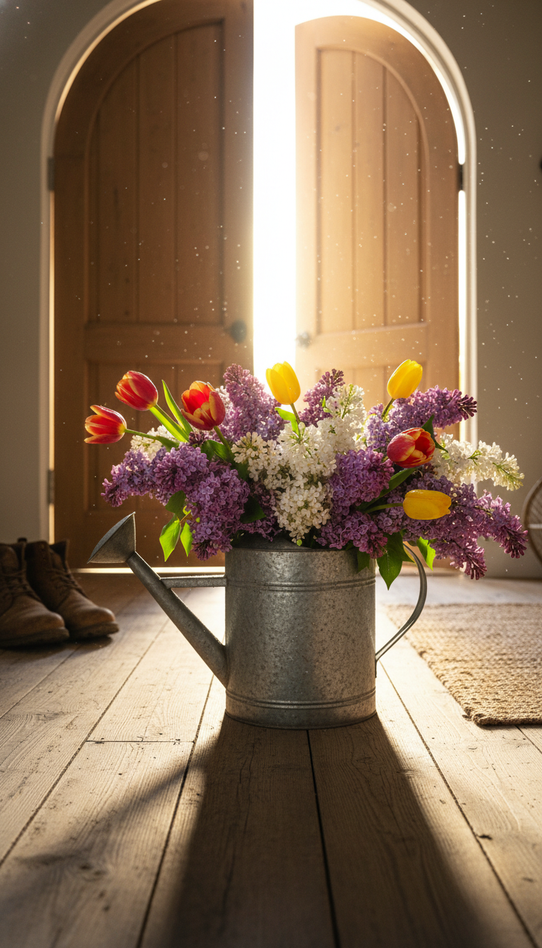 12. Use a Rustic Watering Can as a Vase