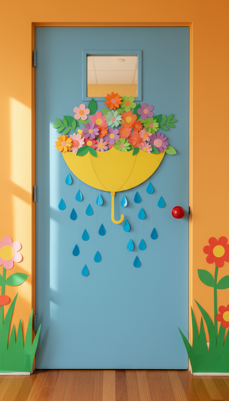 7. 'April Showers' Umbrella Door Decor