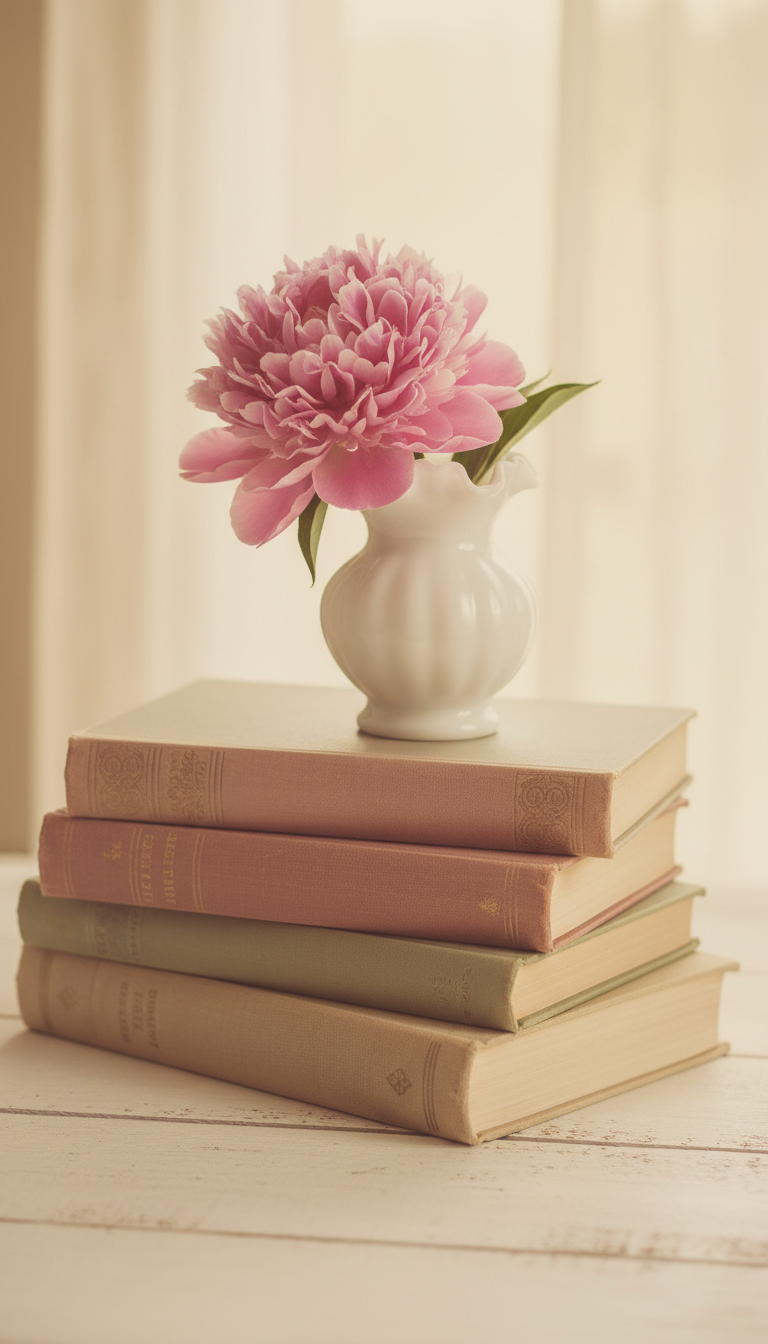 11. Stack Vintage Books in Spring Hues