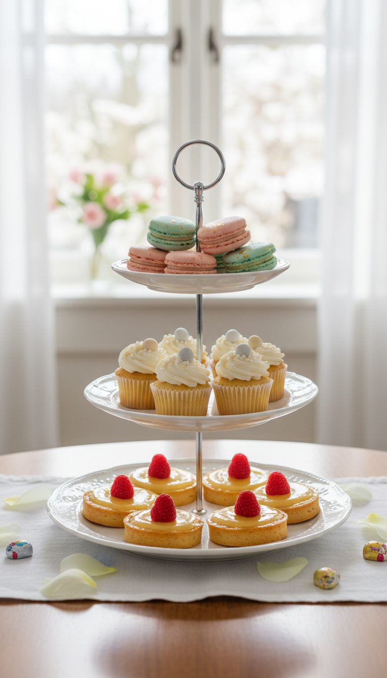 8. Elevate Treats on a Tiered Dessert Display