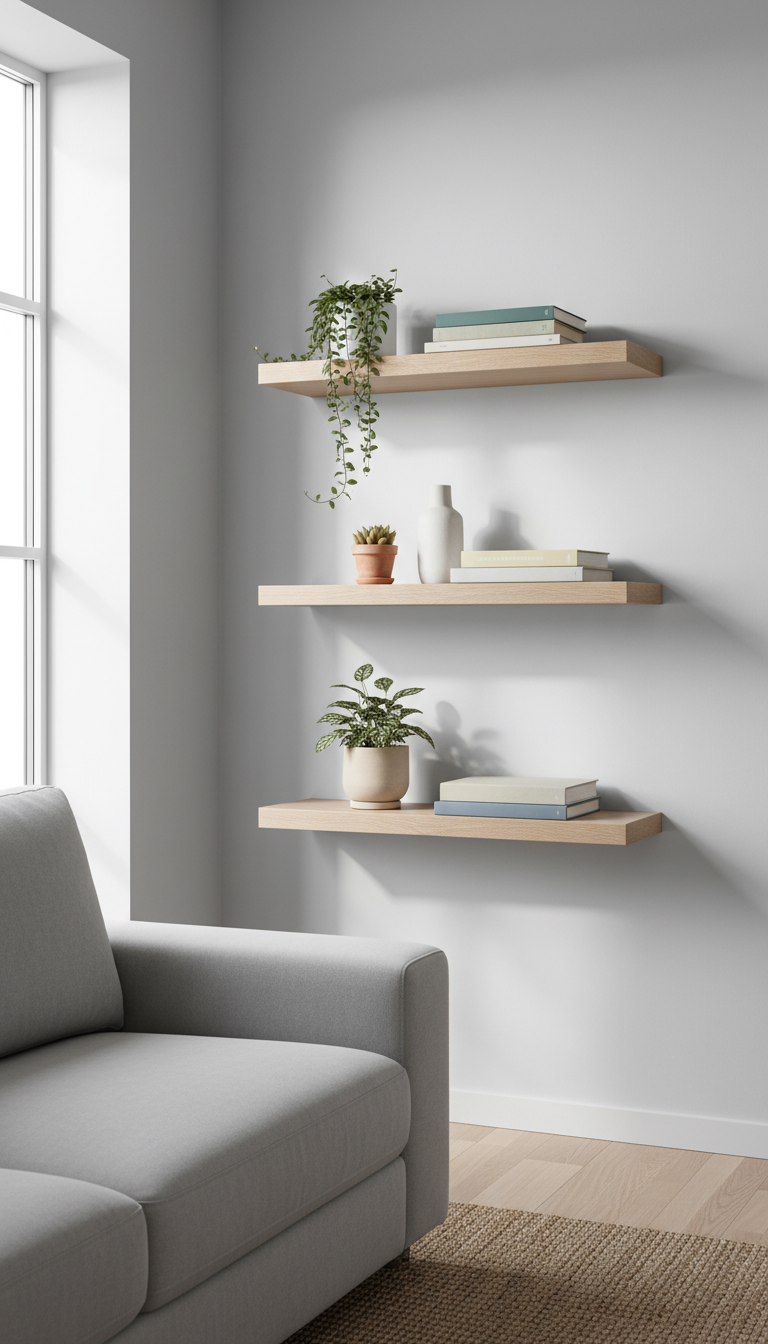 1. Embrace Vertical Space with Floating Shelves