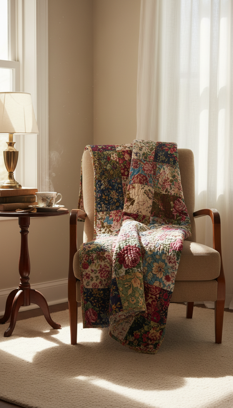 9. Add Warmth with a Cozy Floral Quilt