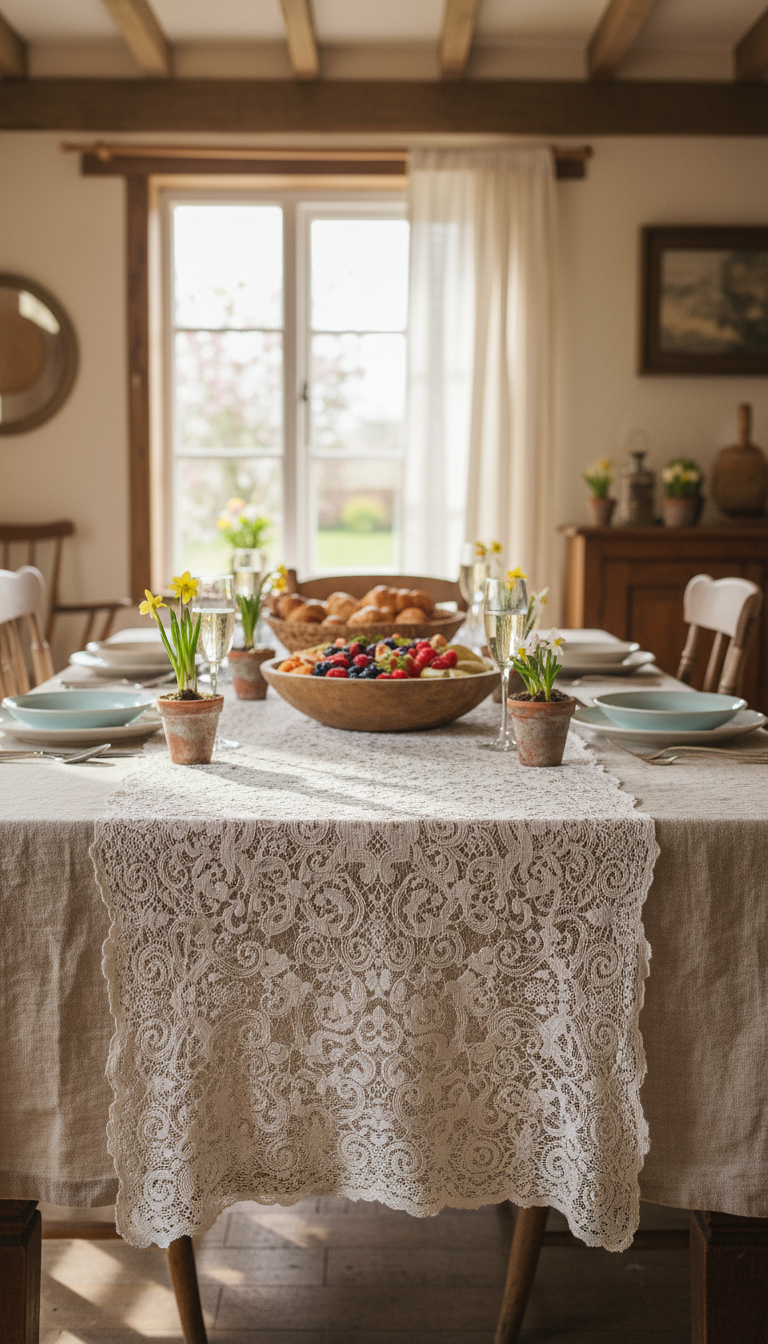 4. Layer Delicate Lace and Linens