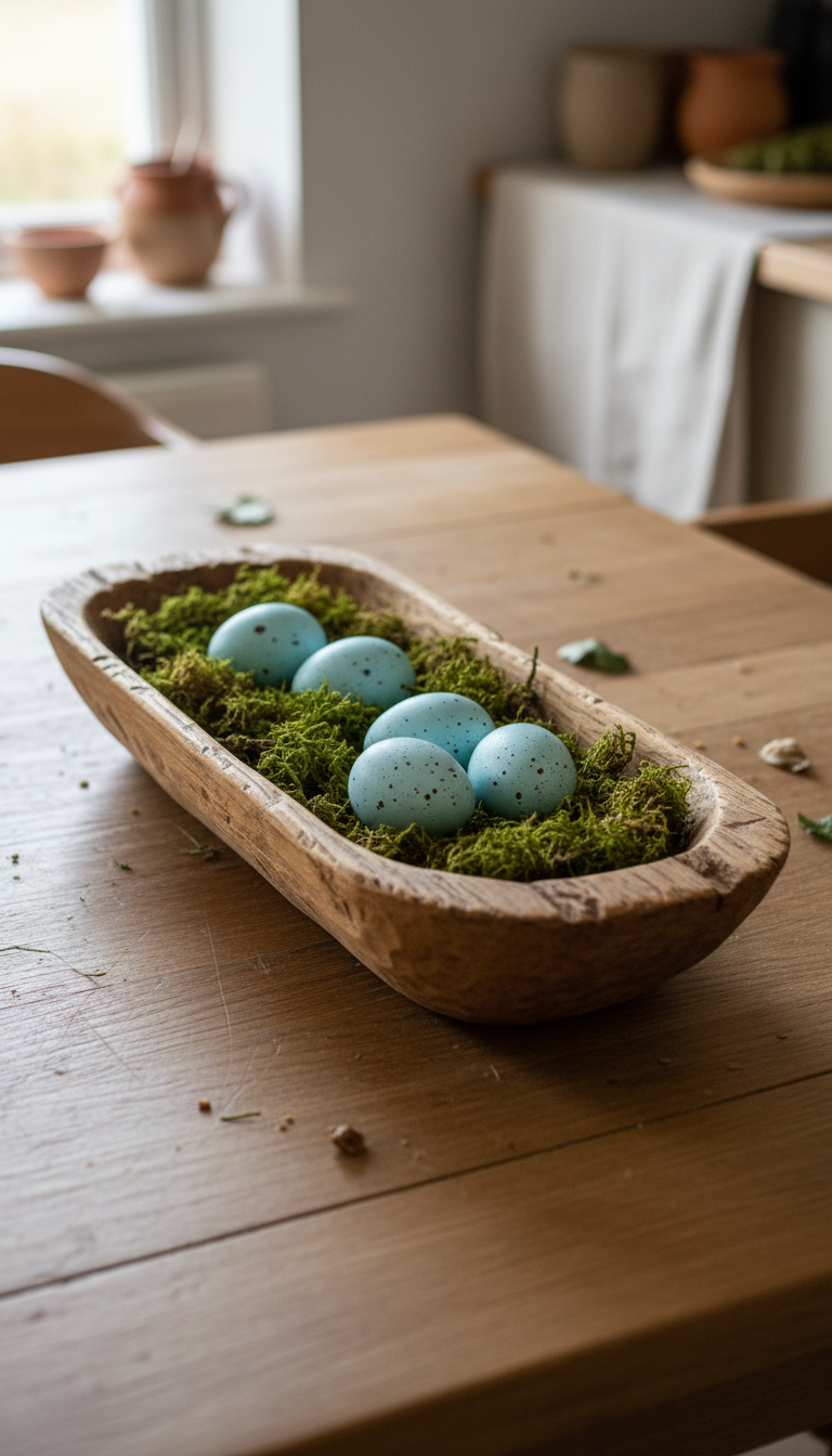 9. A Simple Wooden Dough Bowl Centerpiece
