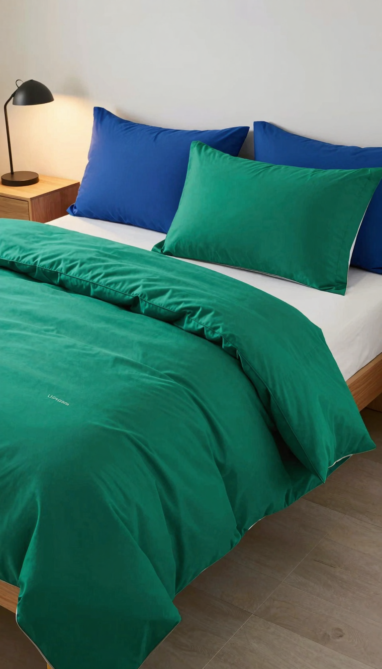 Utopia Bedding comforter set in a bold jewel tone on a twin dorm bed with matching pillow shams